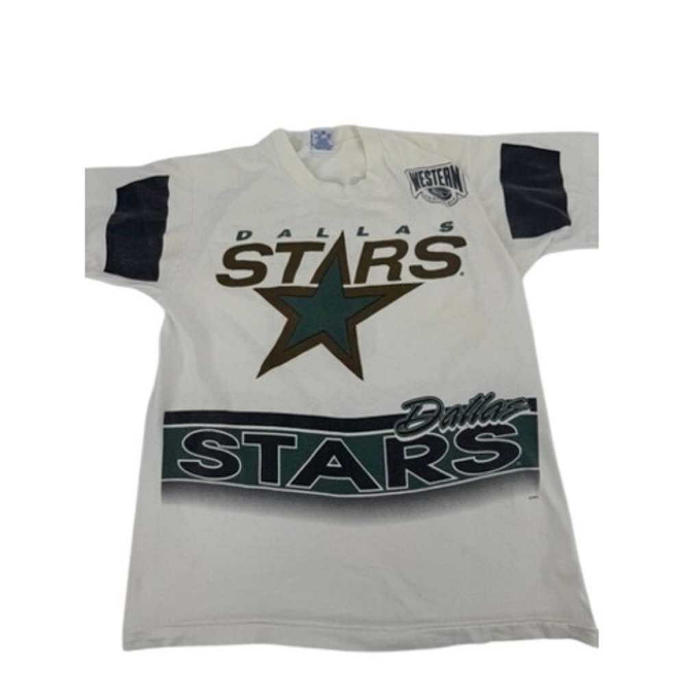 Dallas Stars T-Shirt Mens Small Salem Sportswear White Vintage NHL 90s USA Made
